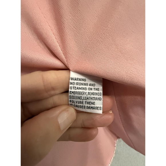 Serafina Jacket Womens 12 Pink Floral Jacquard Faux Fur Rhinestone Button Peplum - Picture 11 of 16